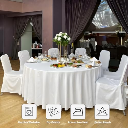 12 Pack White 120 Inch Round Polyester Tablecloth P62072