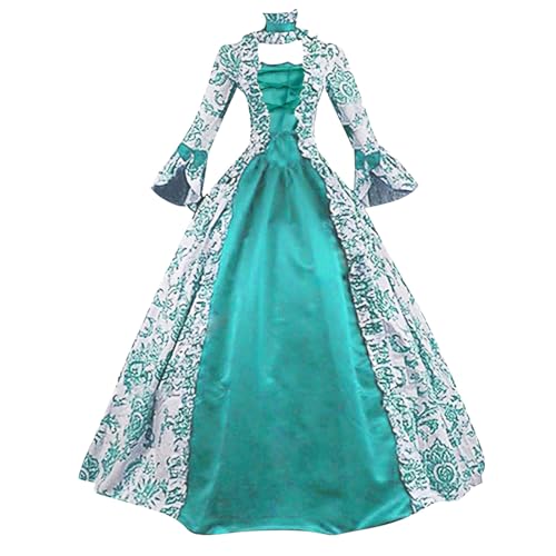 Women Renaissance Medieval Maxi Dress Corset Victorian Vintage Half sleeve Dresses P870