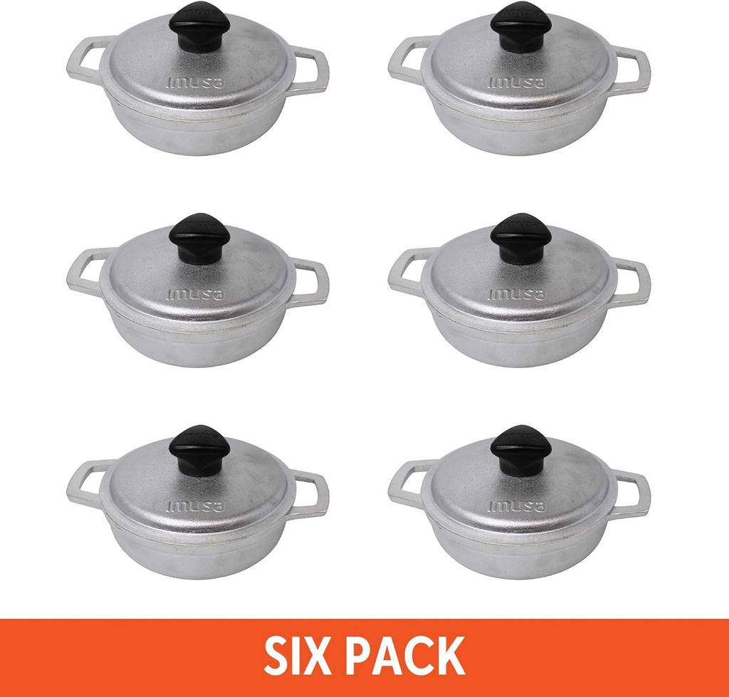 6 pack 0.5Qt Mini Cast Aluminum Caldero Set with Lid G956