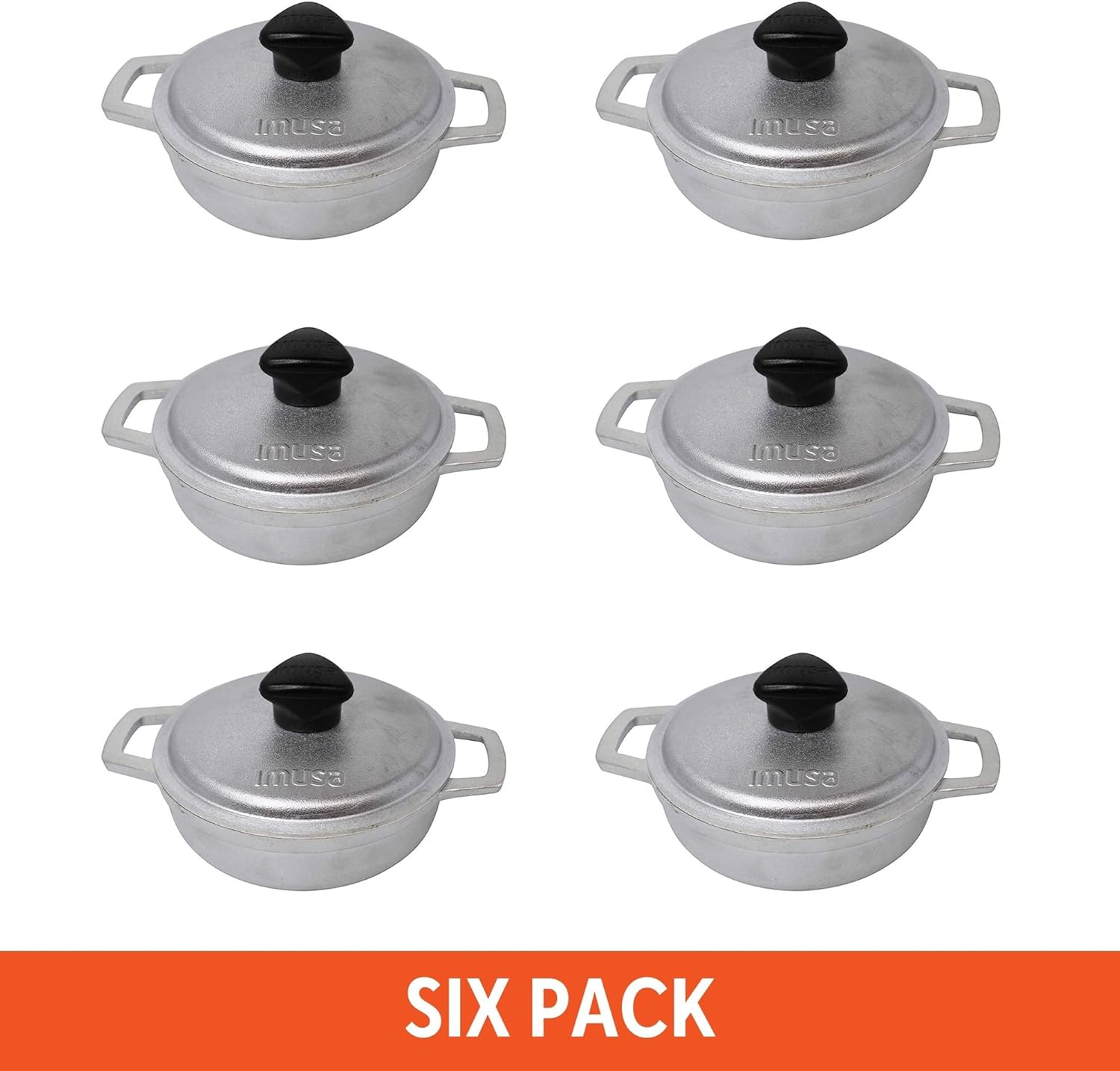 6 pack 0.5Qt Mini Cast Aluminum Caldero Set with Lid G956
