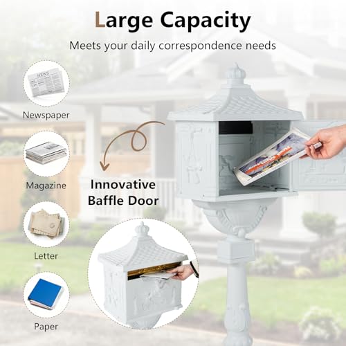 Black Cast Aluminum Locking Mailbox with Post N783