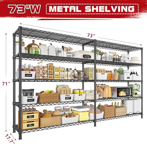 73''W 5-Tier Metal Wire Shelving Unit E20278