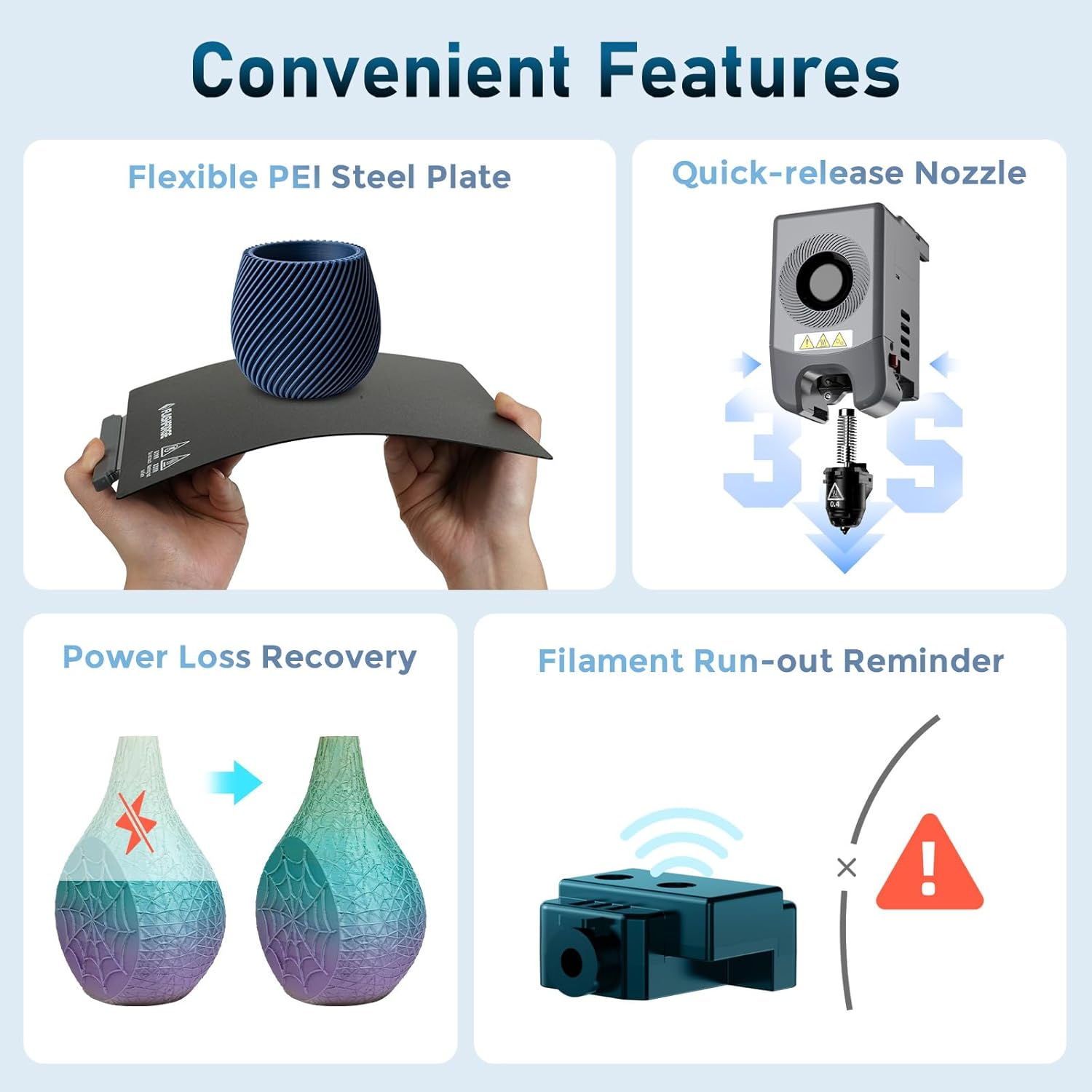 3D Printer with Extra 1KG HS PLA Cyan Filament K938