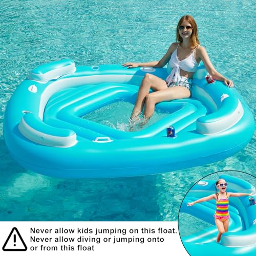 Inflatable 4-Person Pool Float with Cupholders T1698