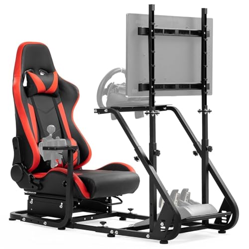 Racing Simulator Cockpit with Monitor Mount, red Seat N733382