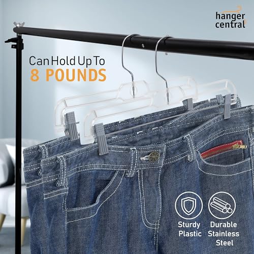 12 Pack 14" Clear Skirt Hangers with Adjustable Clips Q141