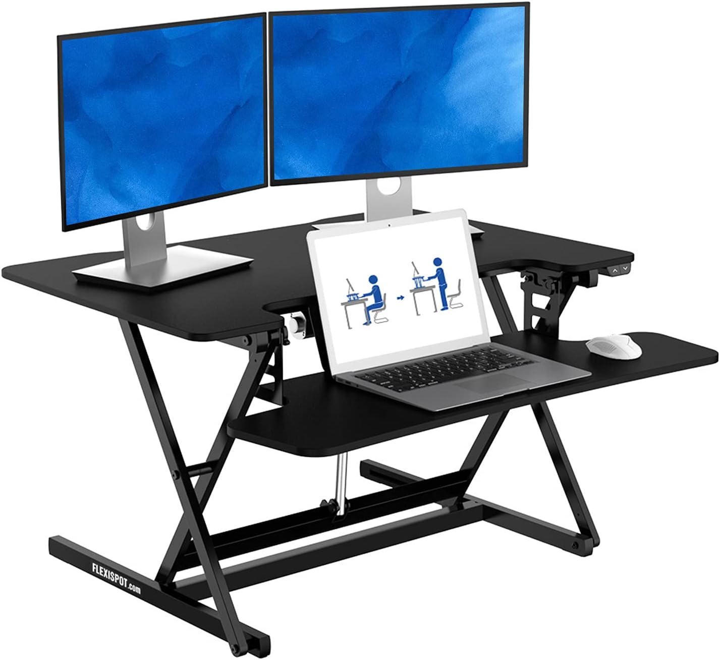 35" Wide Electric Standing Desk Converter with Keyboard Tray Y84616