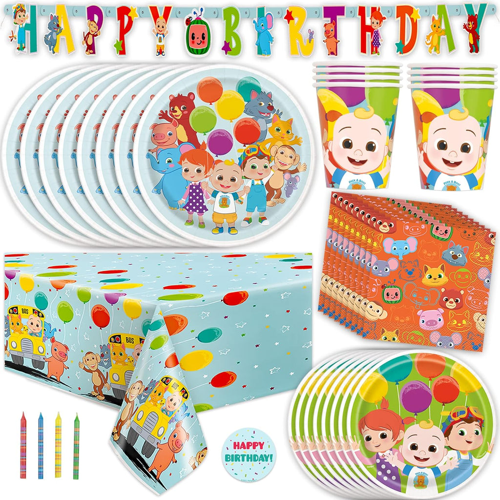 Party Supplies Set Serves 16 Guests with Banner, Table Cover, Plates, Napkins, Cups and Sticker B232229