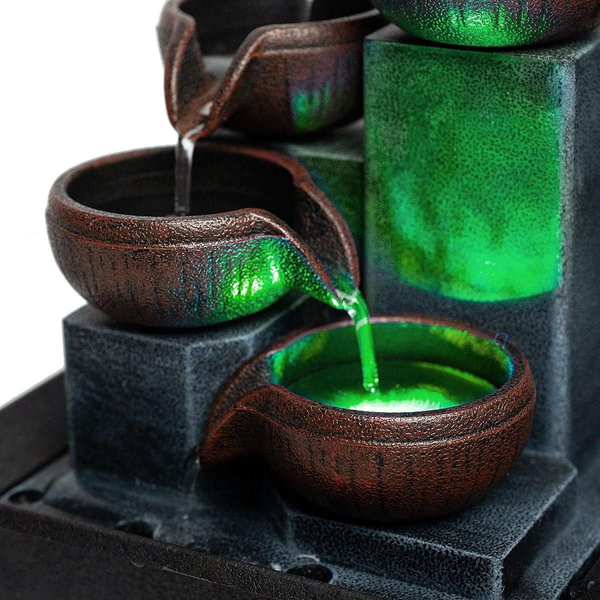 Small indoor Waterfall fountain Tabletop fountain 4 level Indoor desktop Fountain with LED color lighting P794