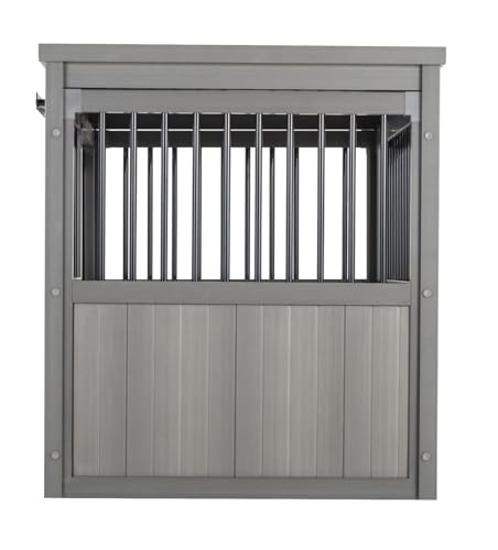 Grey Large Dog Crate with Sliding Barn Door U511130