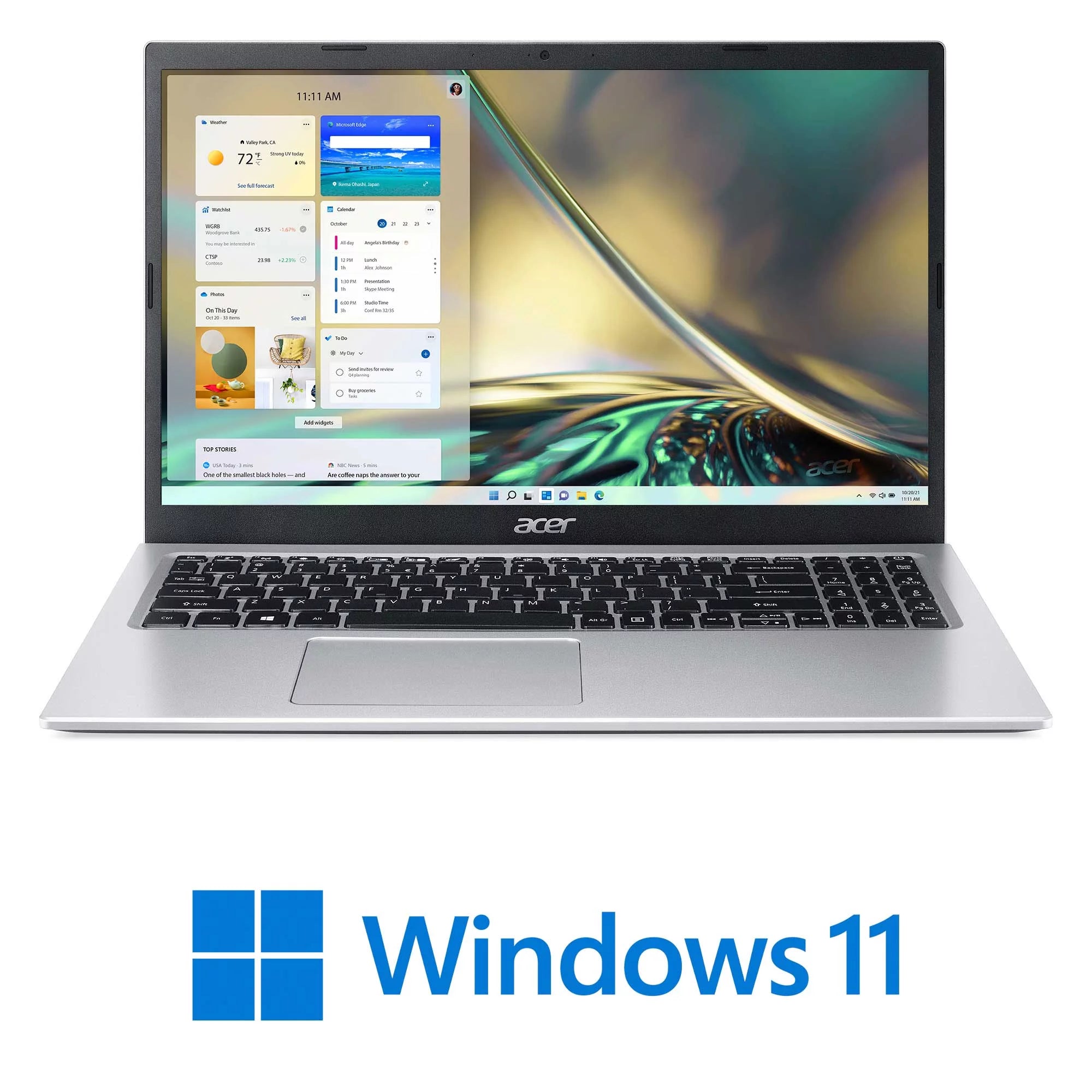 15.6" Full HD Display Intel Celeron N4500 4GB DDR4 128GB eMMC Pure Silver Windows 11 Home Laptop W286225