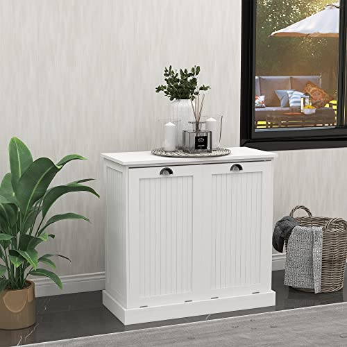White Double Tilt Out Trash Cabinet Laundry Sorter Cabinet X708110