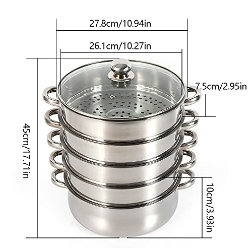 3 Tier Stainless Steel Steamer Pot with Lid D9024