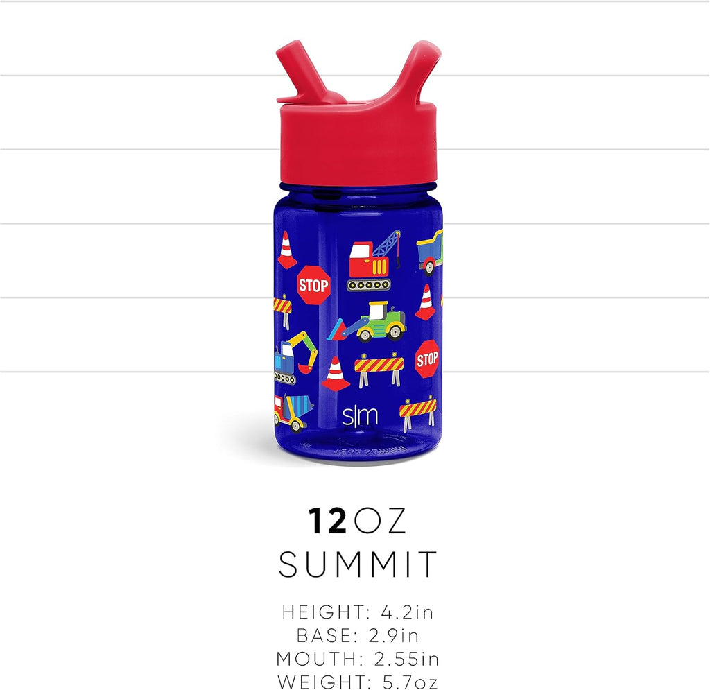 Kids Water Bottle Plastic BPA-Free Tritan Cup with Leak Proof Straw Lid 12oz B27026