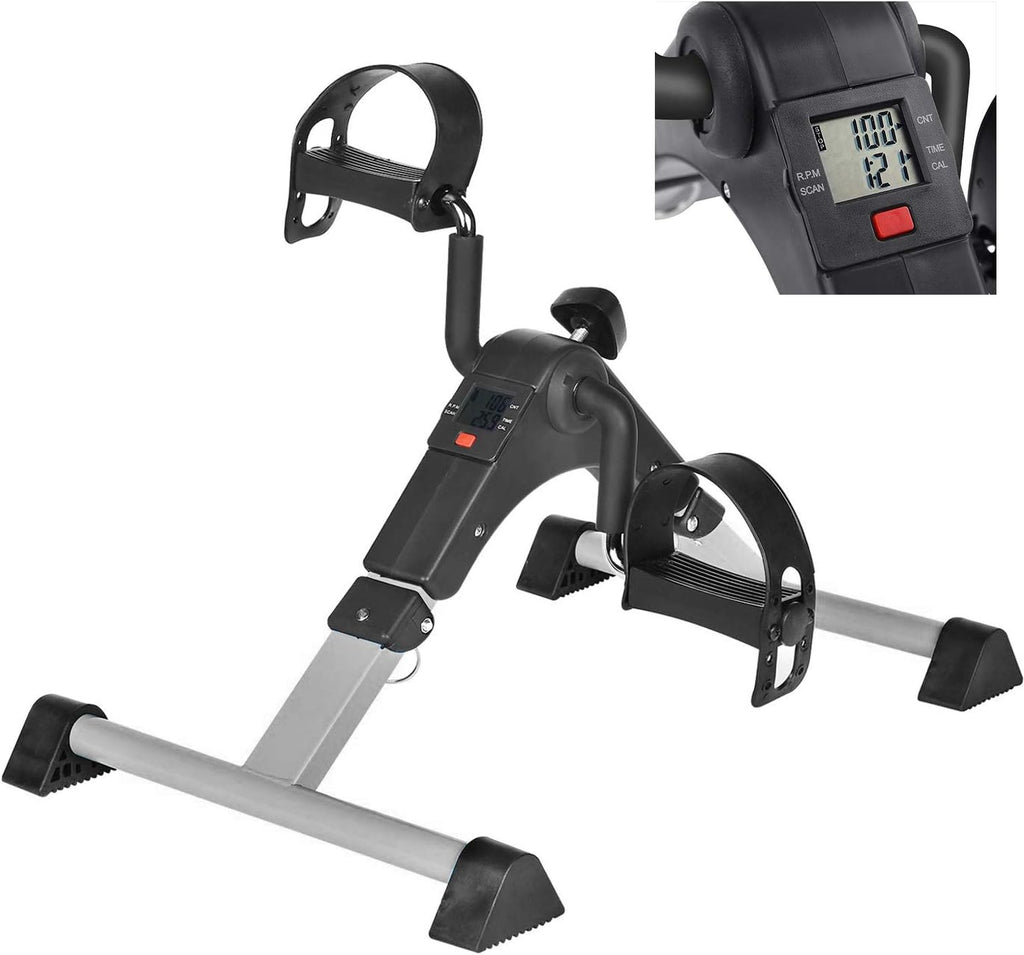 Silver Mini Exercise Bike Pedal Exerciser with LCD Monitor L8916