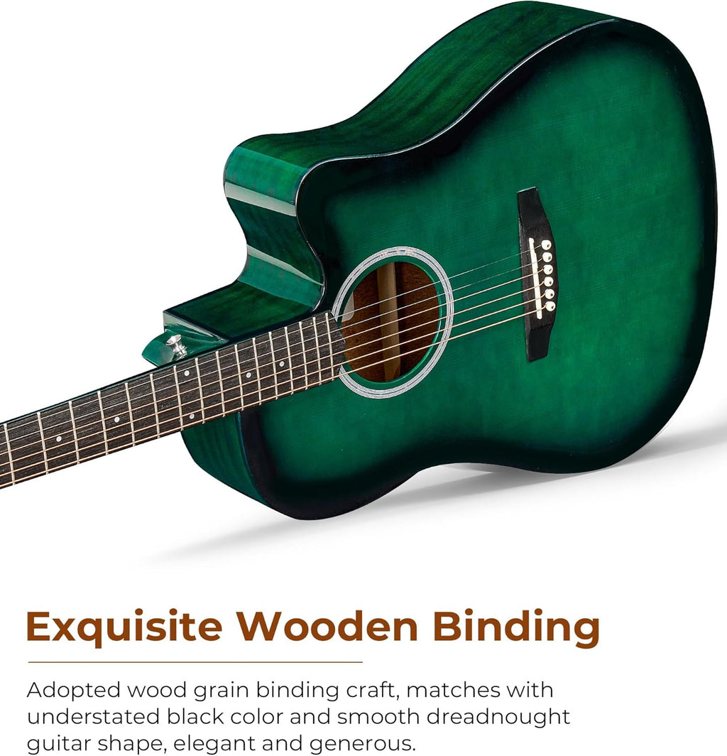Blue 41 Inch Cutaway Acoustic Guitar Bundle with Gig Bag U274166