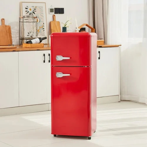 Mini Red 4.5 Cu.ft Compact Refrigerator with Adjustable Mechanical Thermostat 2-Door J376