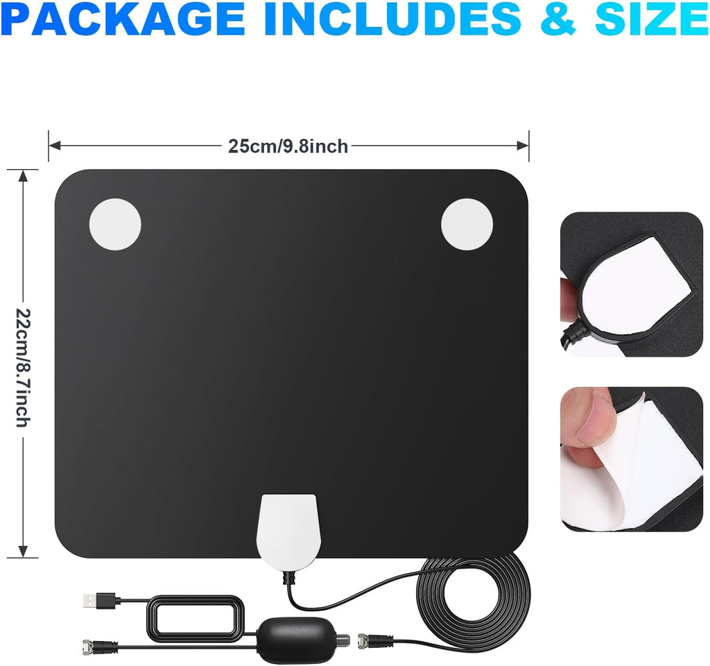 Indoor TV Antenna with Signal Booster and 16ft Coax Cable B134