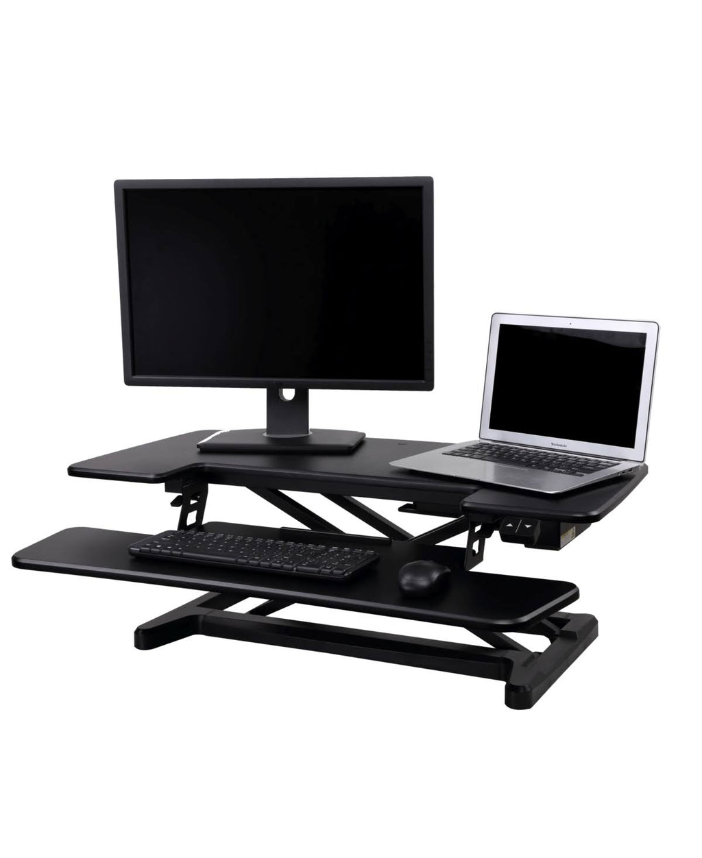 Black electric standing desk converter M477417
