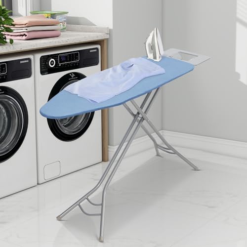 Gray Checkered 45" x 14" Adjustable Height Ironing Board with Padded Removable Cover F3393