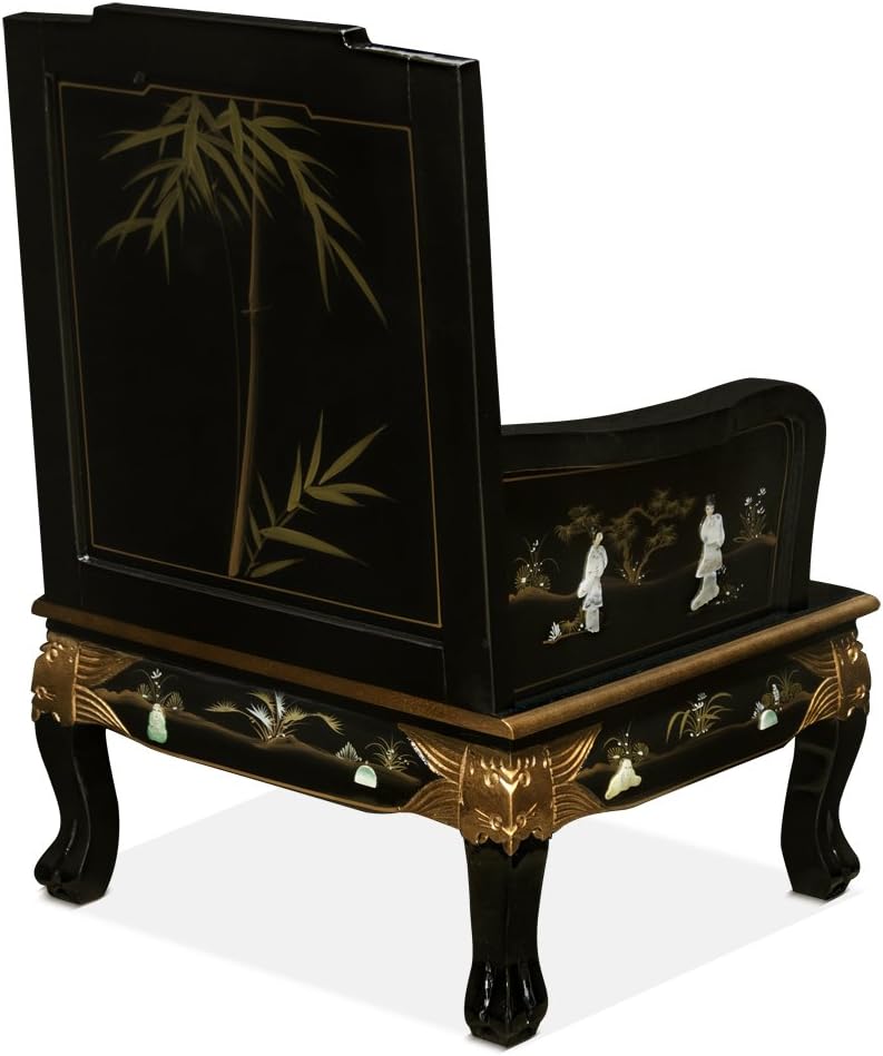 Black Lacquer Wooden Arm Chair S805
