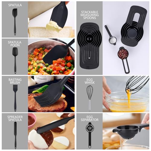 26 PCS Stainless Steel Nesting Black Mixing Bowls Set M63953