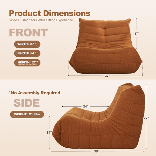 Black Plush Bean Bag Chair with Memory Foam C235