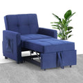 Blue Velvet Convertible Sleeper Sofa Bed with 2 Pillows Q986