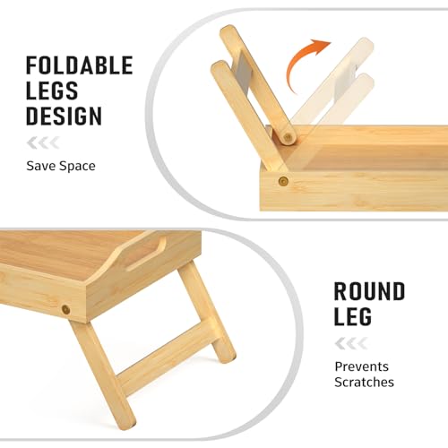 Bamboo Serving Tray with Folding Legs U7818