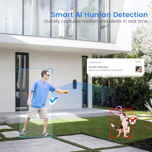 Black 1080P Wireless Video Doorbell Camera with Night Vision E974
