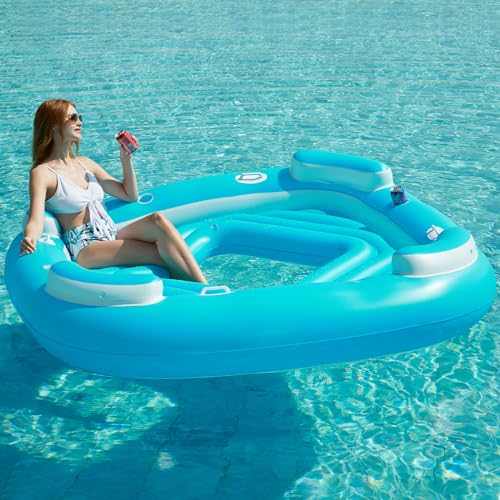Inflatable 4-Person Pool Float with Cupholders T1698