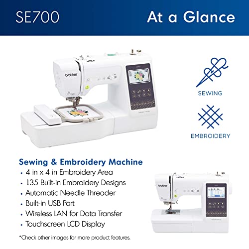 Sewing and Embroidery Machine, Computerized, 4" x 4" Hoop Area, White A7989