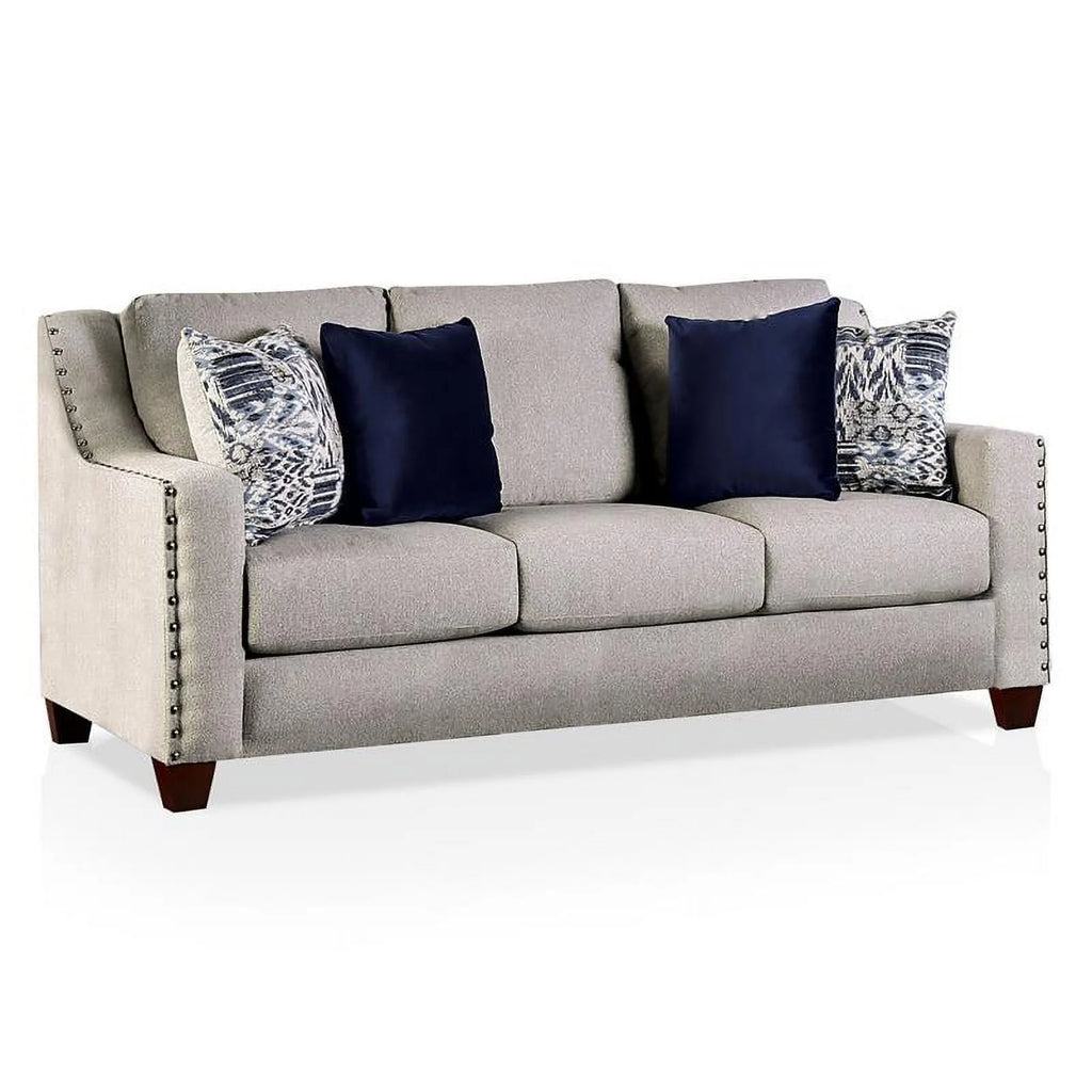 Light Gray Fabric Nailhead Sofa M629
