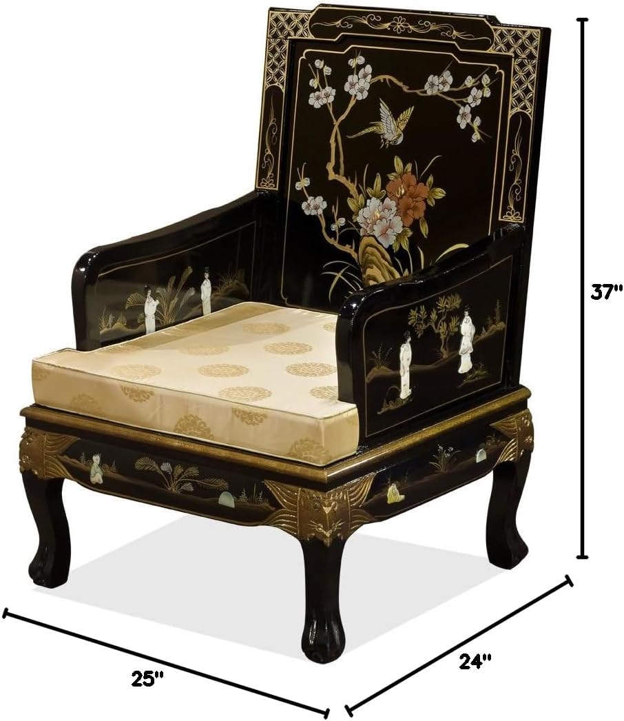 Black Lacquer Wooden Arm Chair S805