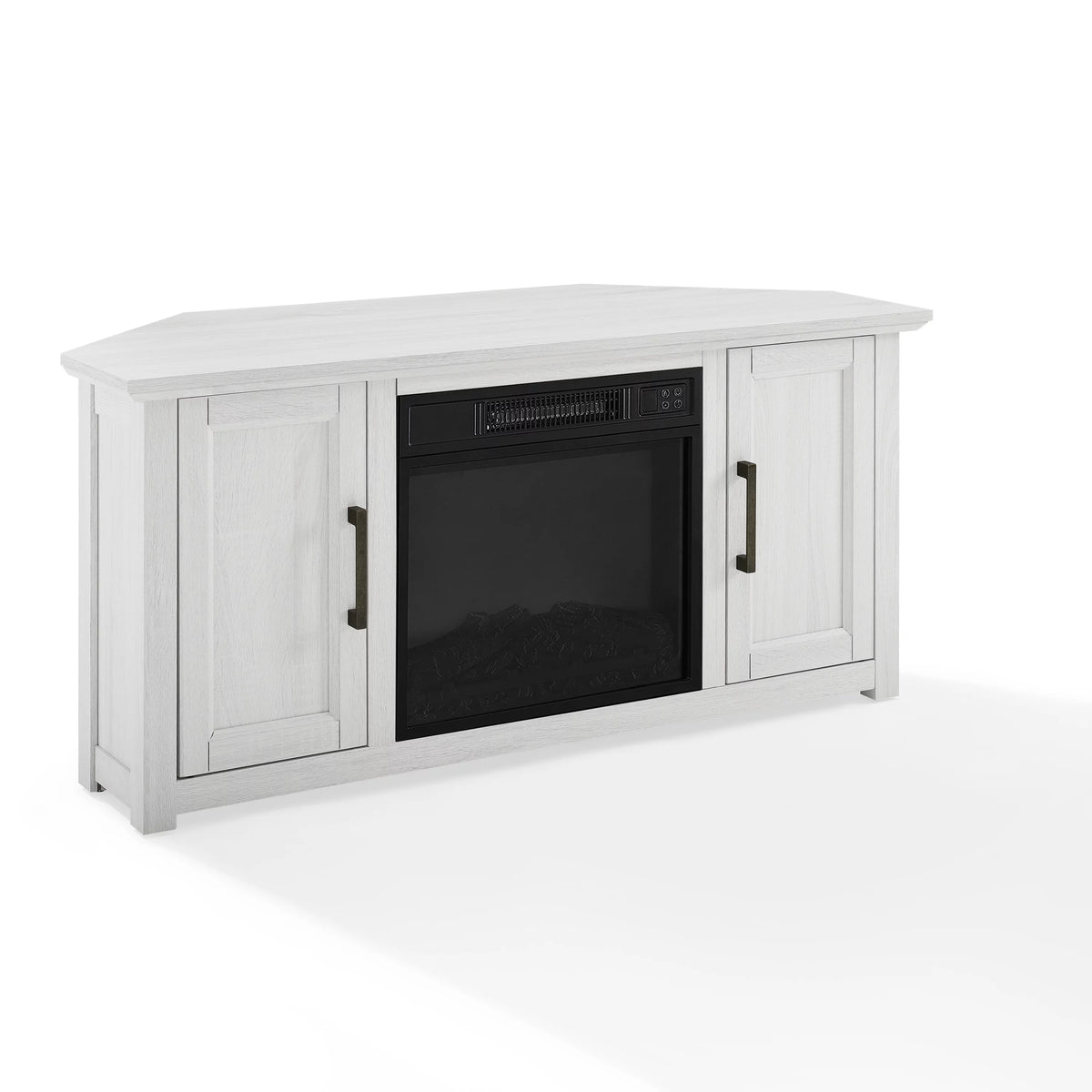 Whitewash Wood Corner TV Stand with Fireplace R452