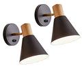 Black Dimmable Wood Style Plug in Wall Sconce Q87409