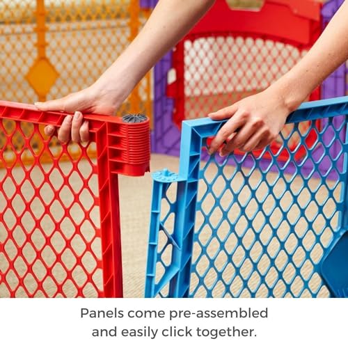 6 Panel Free Standing Play Yard, 26" Tall, Aqua F2932