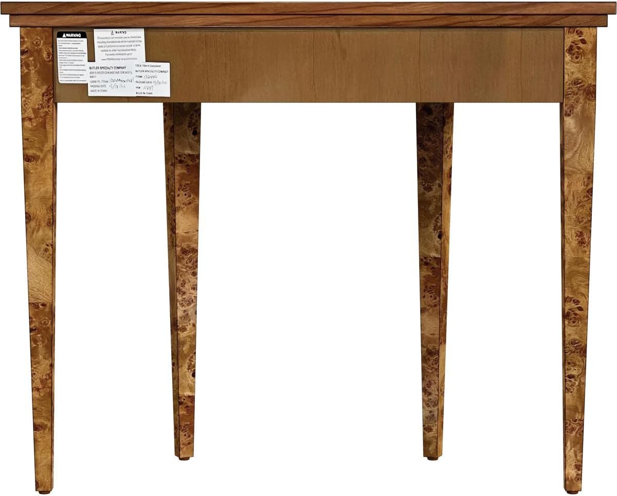 Brown Burl Wood Demilune Console Table R384337
