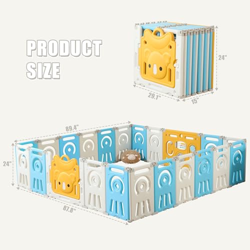 Grey & White 22 Panels Foldable Baby Playpen R3728