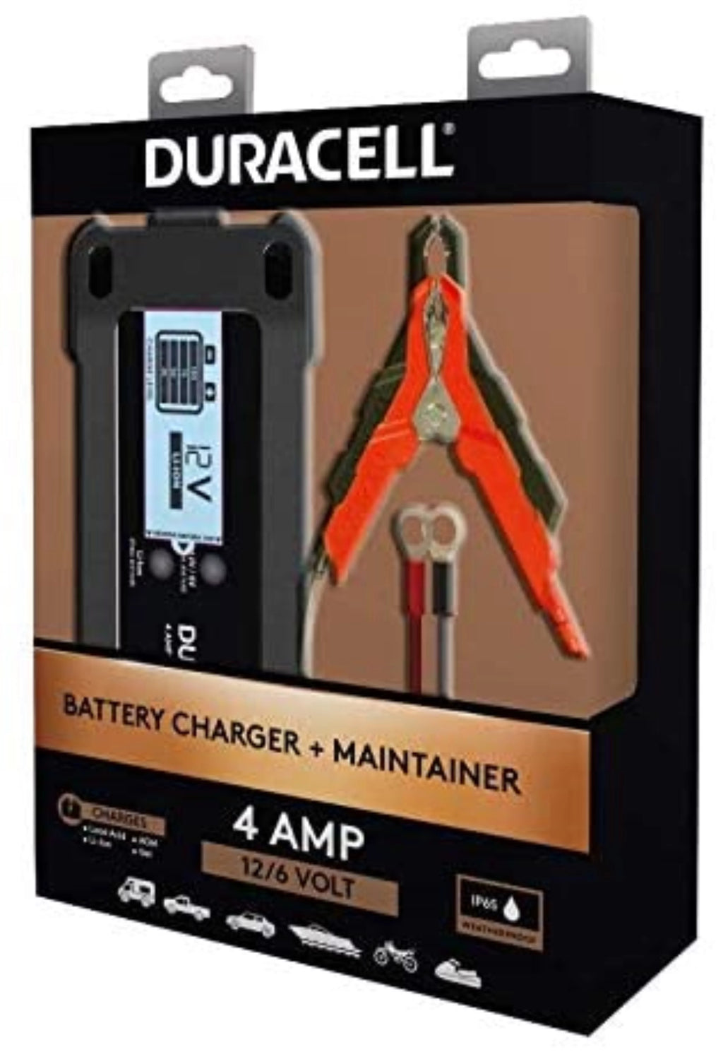 4 Amp Battery Charger Maintainer with LCD Display for 6V, 12V, Lithium Ion Battery K825870