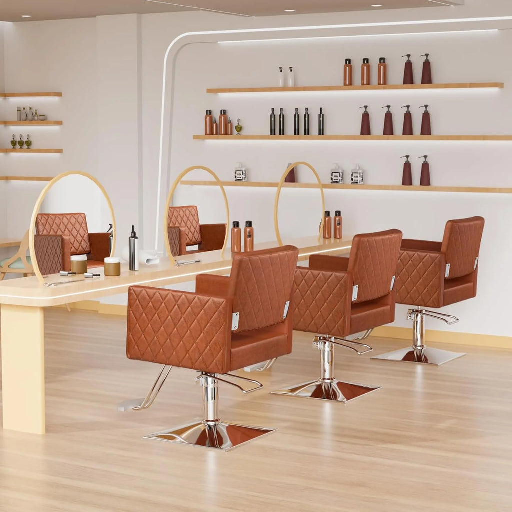 Brown Hydraulic Barber Chair with Aluminium Alloy Footrest Z909368