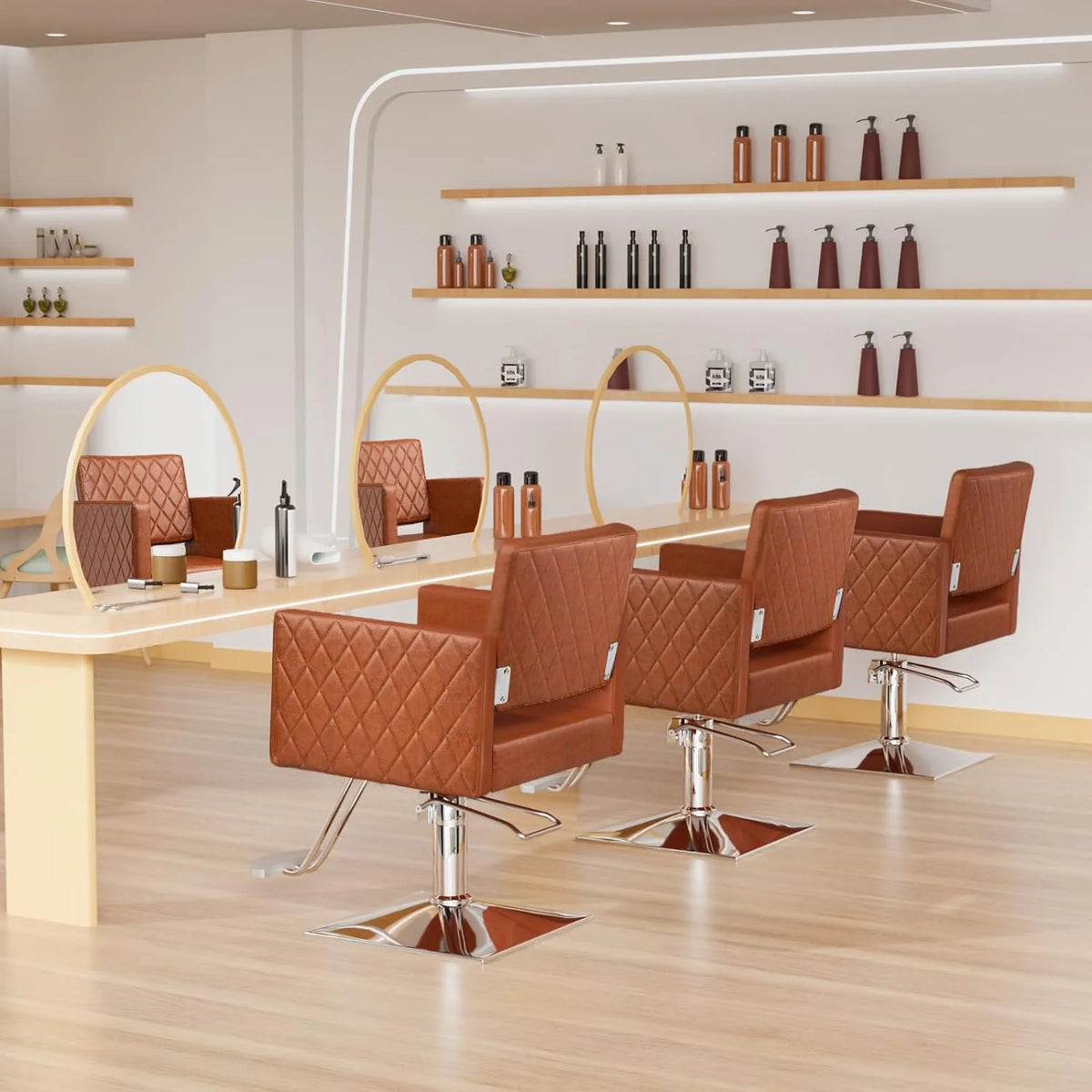 Brown Hydraulic Barber Chair with Aluminium Alloy Footrest Z909368