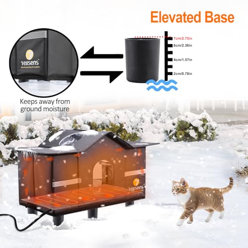 Weatherproof Large Cat Shelter with Roof Window and Cozy Cushion A86373