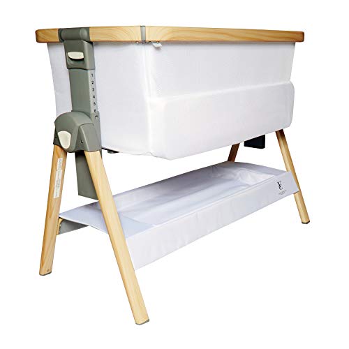 Grey Bedside Crib Bassinet with Travel Bag and Removable Compressed Cotton Mattress Y37864