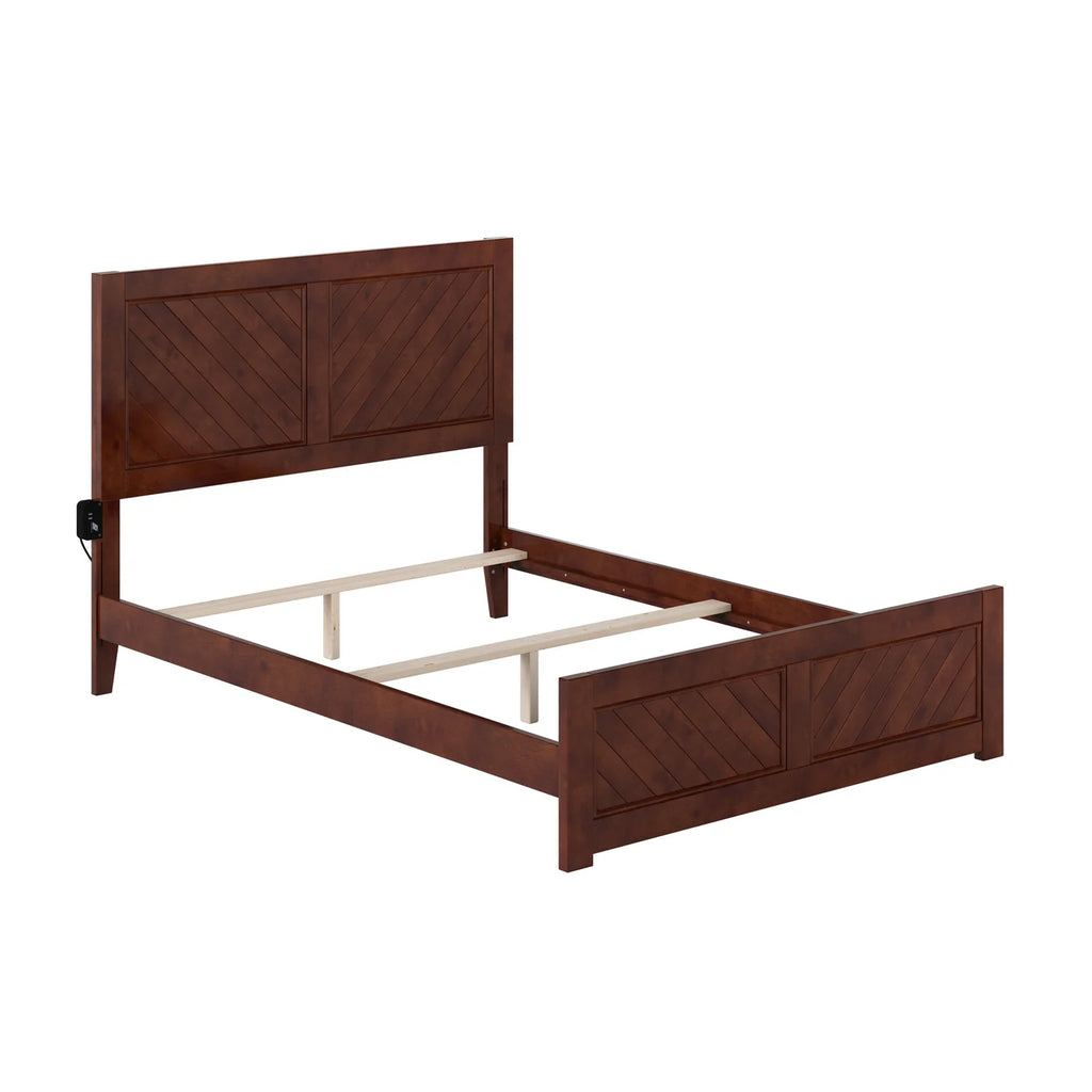 Full Solid Wood Foundation Bed Frame with Matching Footboard B7756
