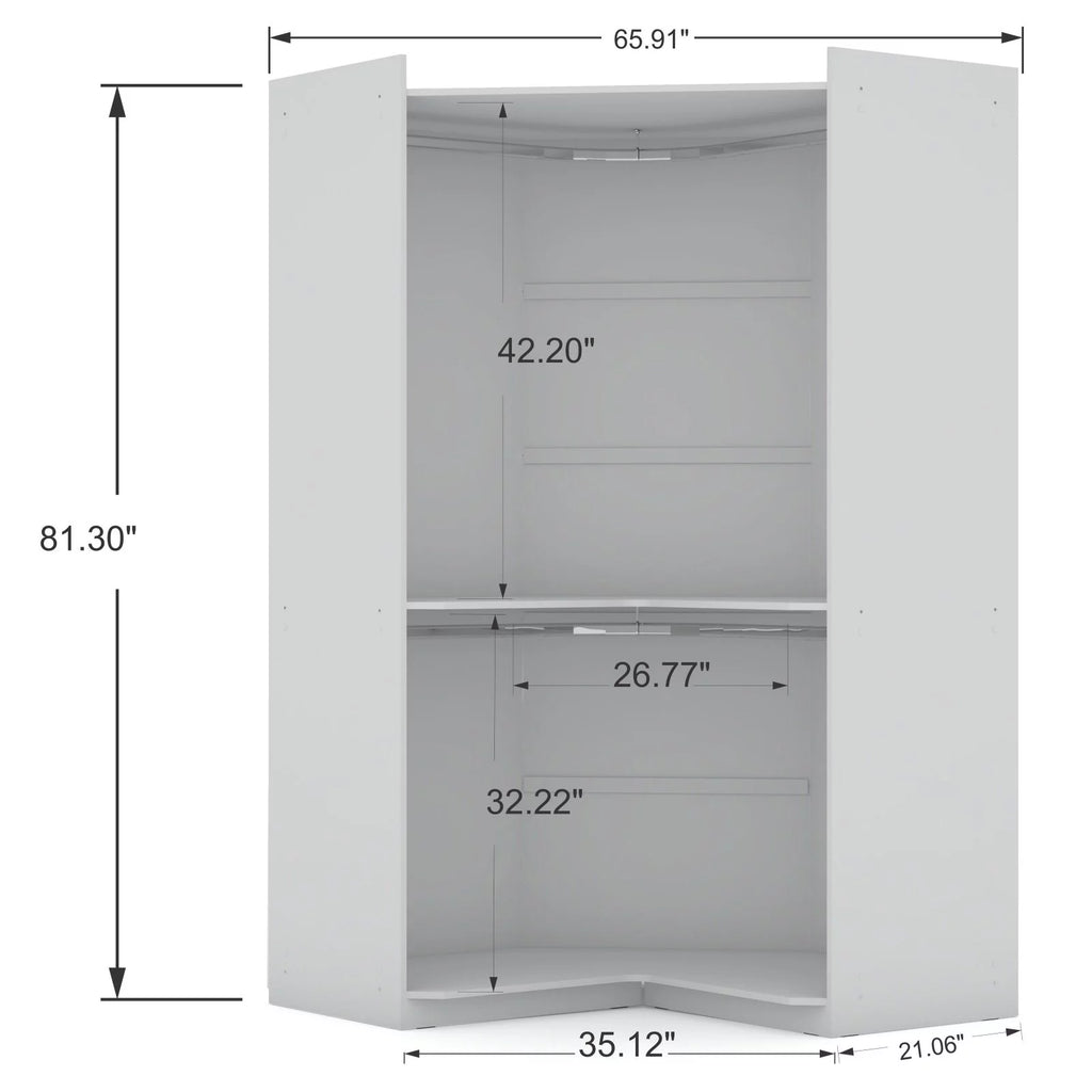 White 4 Drawer Corner Wardrobe Set of 3 L7553