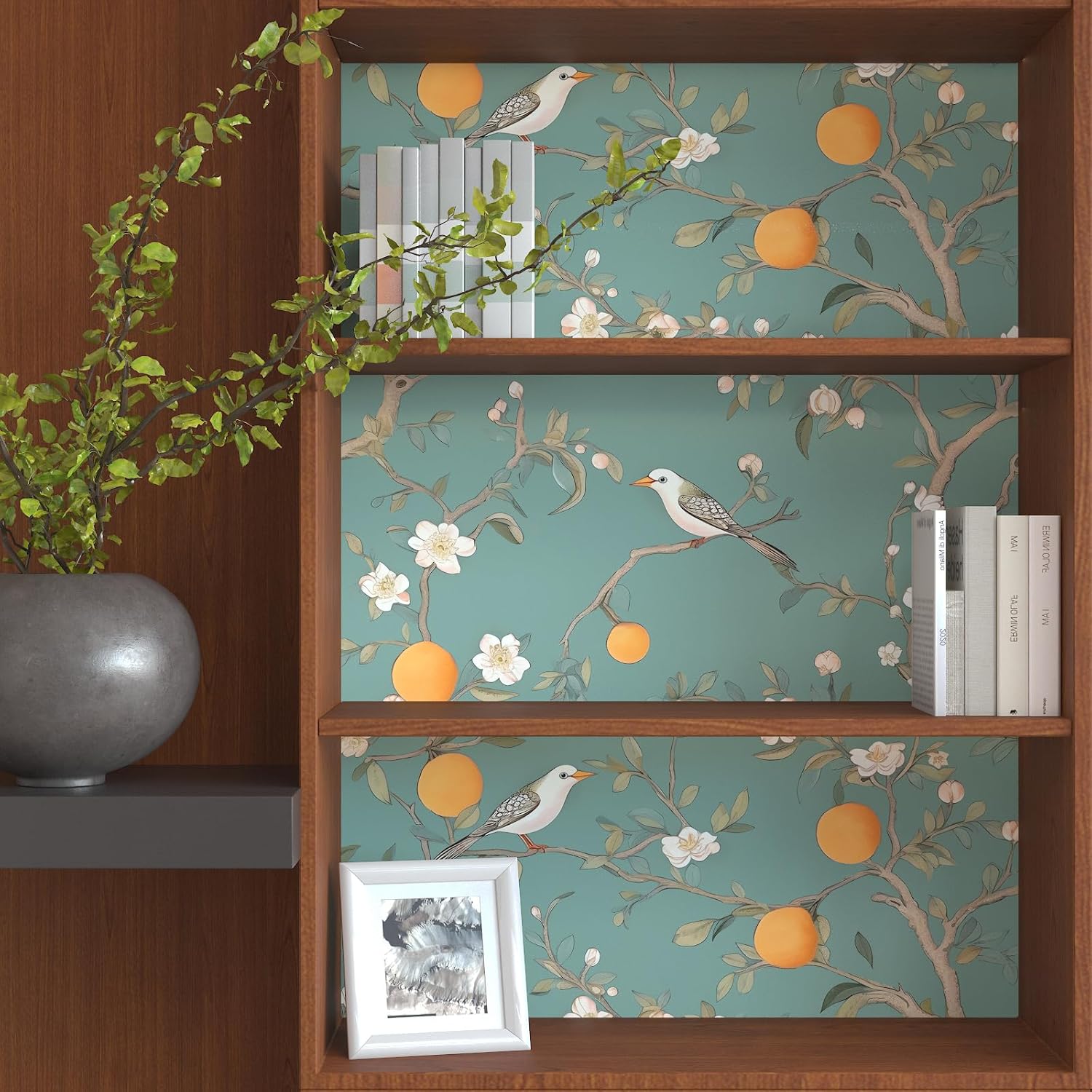 Green Floral Wallpaper Peel and Stick, 17.5" x 118" N181672