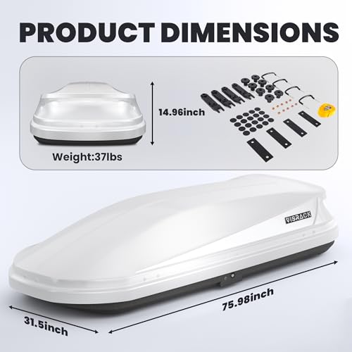 White 21 Cubic Feet Rooftop Cargo Box Carrier with Dual Side Opening V7081