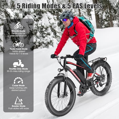 26" Fat Tire Electric Mountain Bike with 48V 13AH Battery Y89751