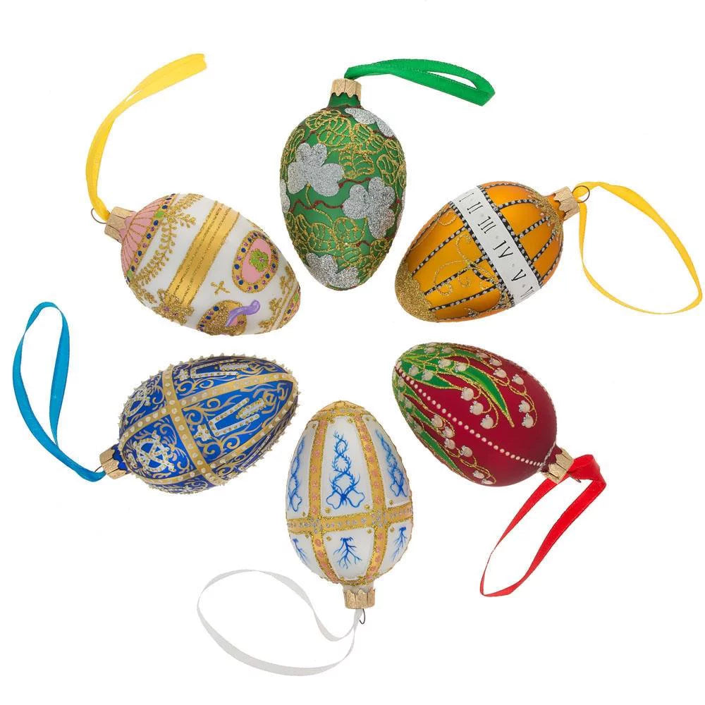 Blue Enamel Egg Glass Ornament 4 Inches R670510